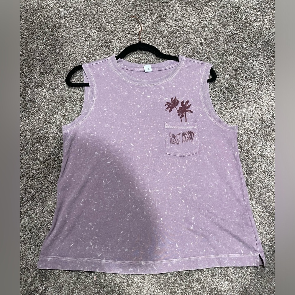 Old Navy Purple "Don't Worry, Beach Happy" Tank Tee